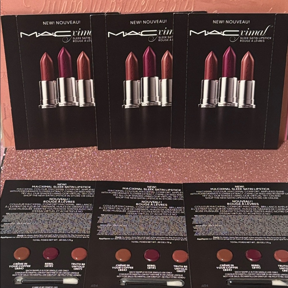 MAC Cosmetics Macximal Lipstick Sample Collection cards set of 6